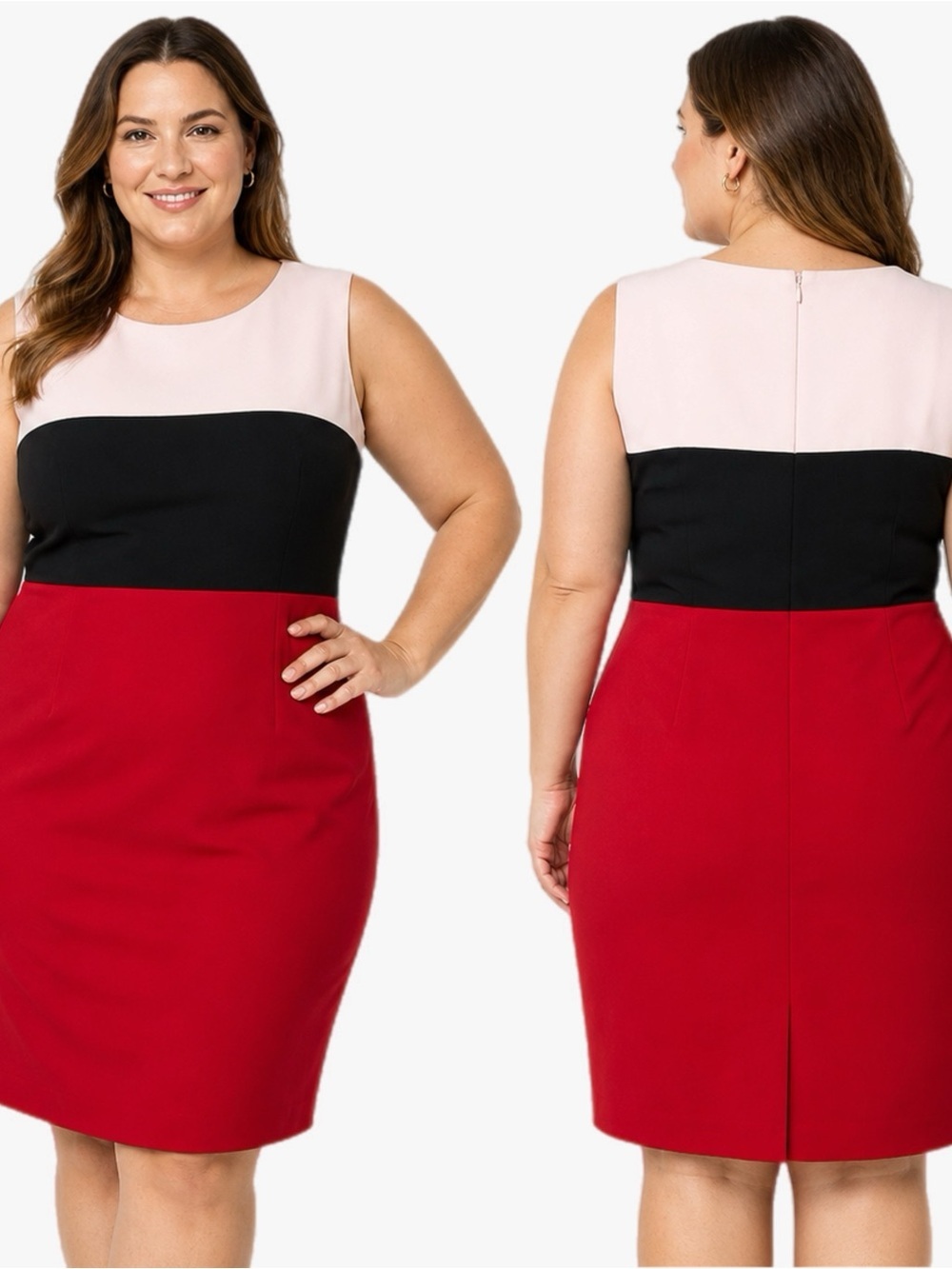 Black Label by Evan Picone Colorblock Pencil Skirt Dress Women’s Plus Size 18